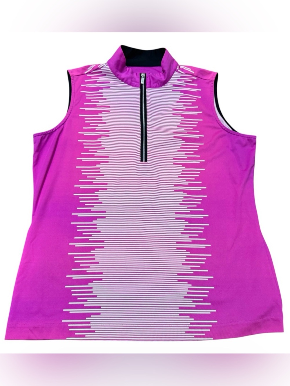 Tail Activewear Magenta & White Zebra Striped Sleeveless Golf Top Size Large